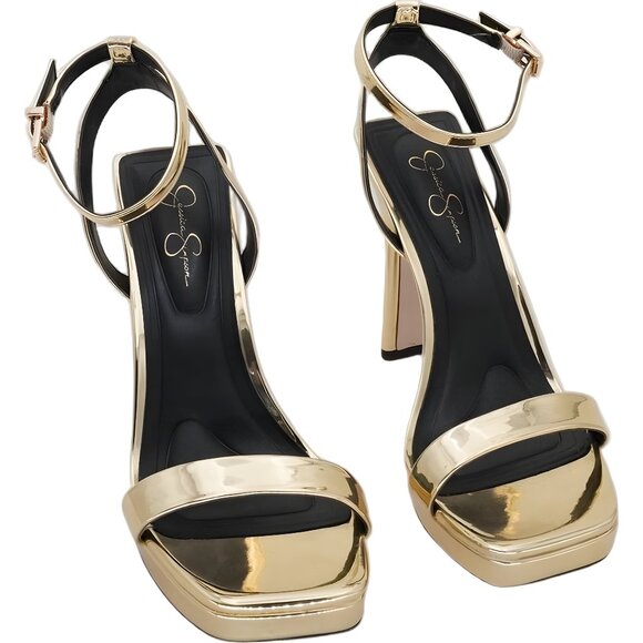 Jessica Simpson Adonia Platform Ankle-Strap Sandals Gold Metallic Party US 8M - Picture 1 of 6